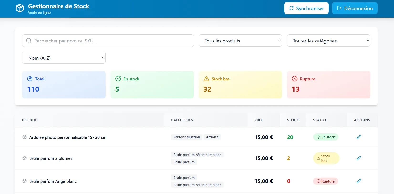 Mon stock facile — gestion de stock